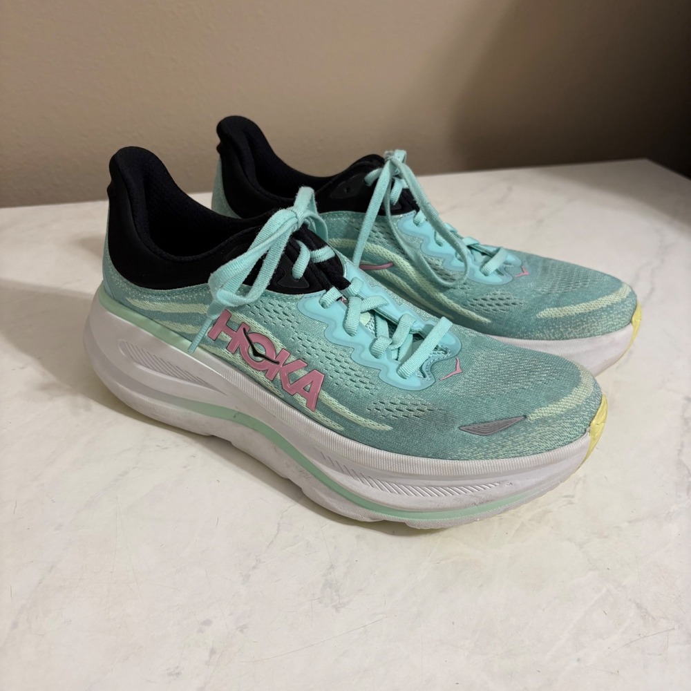 HOKA One One Women's 10B Mint Flourite Bondi 9 Shoes Running Active Travel